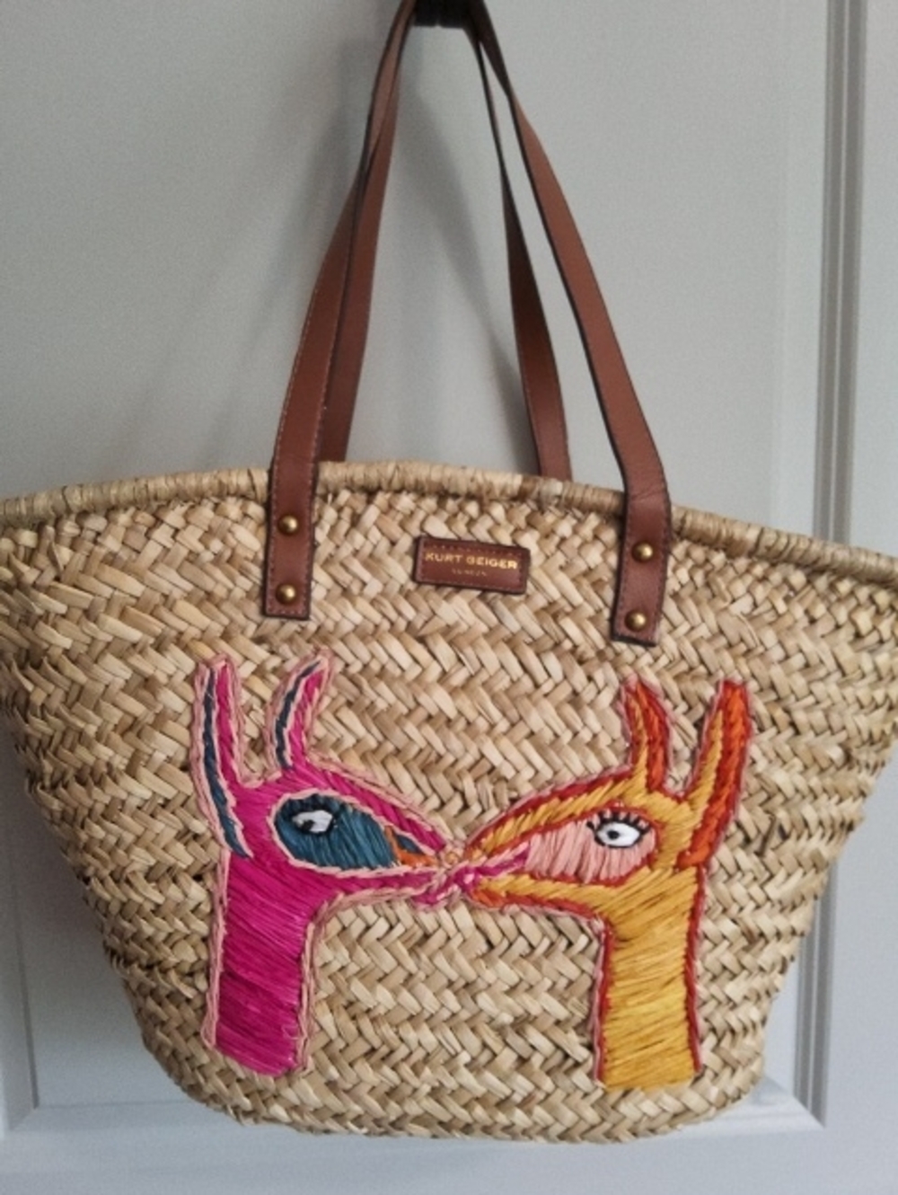 Kurt Geiger Llama Basket Straw Tote